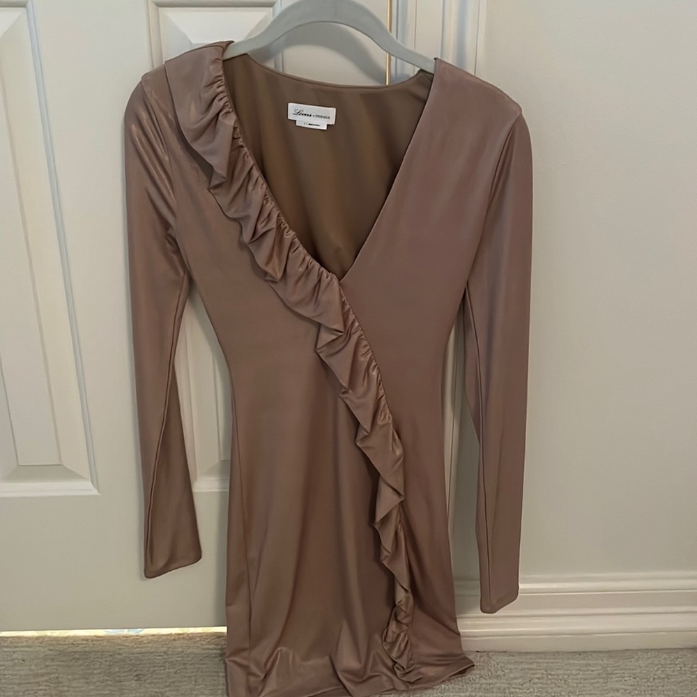 Lovers and friends long sleeve gold dress